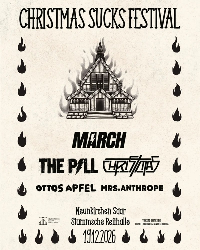 Christmas Sucks Festival: March + The Pill + Christmas + Ottos Apfel + Mrs.Anthrope