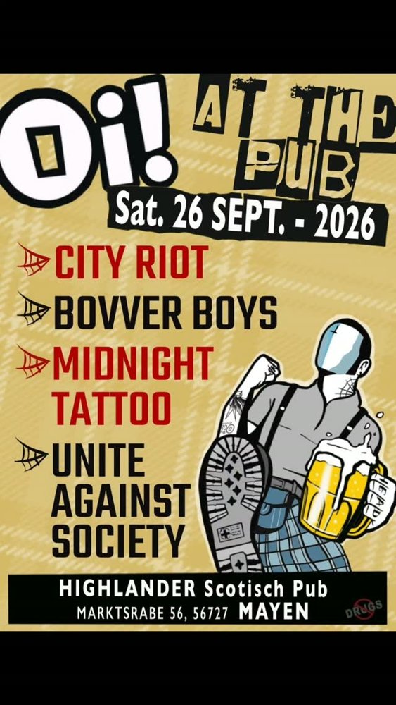 Oi! at the Pub: City Riot + Bovver Boys + Midnight Tattoo + Unite Against Society