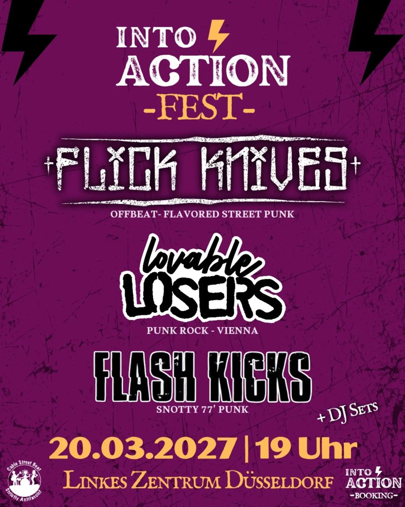 Into Action Fest: Flick Knifes + Lovable Losers + Flash Kicks