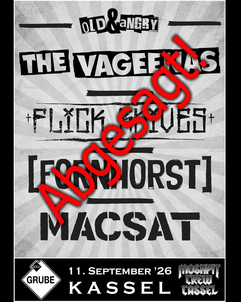 ABGESAGT: The Vageenas + Flick Knifes + Fornhorst + Macsat